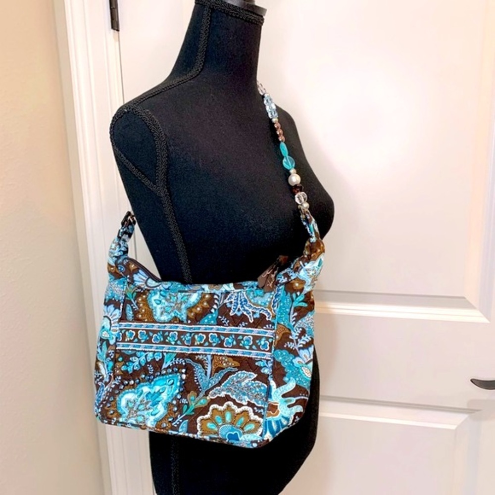 Vera Bradley Upcycled Beaded Java Blue Handbag - Picture 2 of 11